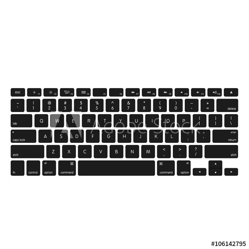 500x500 Black Laptop Computer Keyboard Button Layout Template With Icons