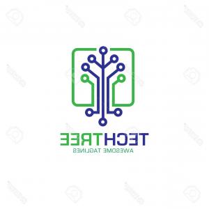 300x300 Photostock Vector Creative Tech Tree Logo Concept Vector Logo