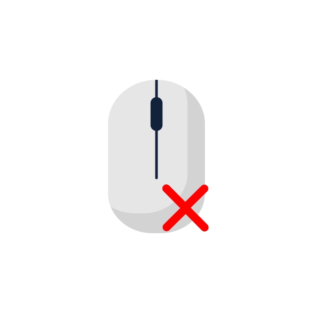 640x640 Computer Mouse Icon With Cross Error Symbol Flat Style Design