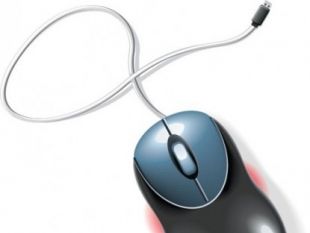 310x233 Computer Mouse Shiny Icon Blue Background Vector Illustration