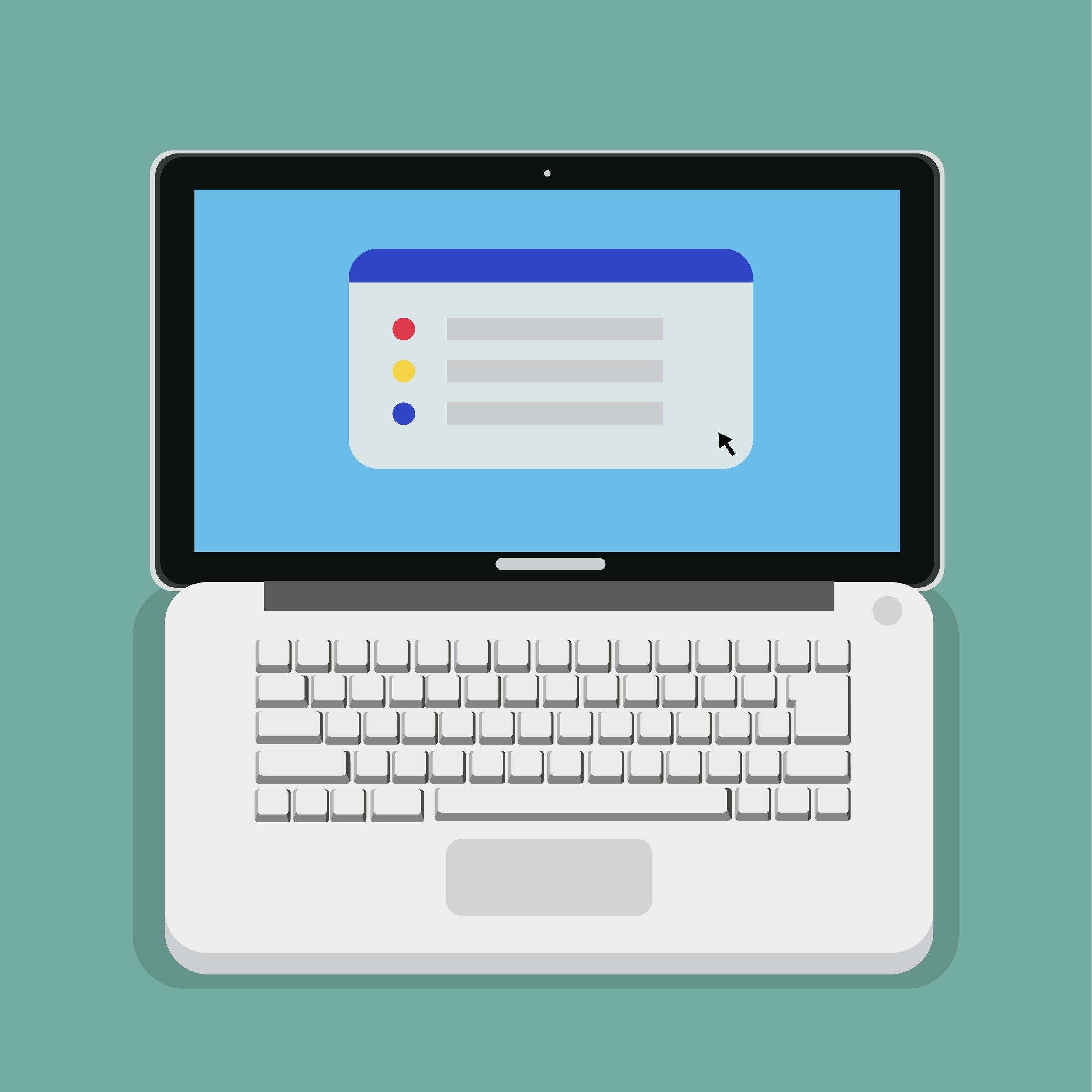 2500x2500 Flat Computer Laptop Design With Keyboard And Simple Website Show