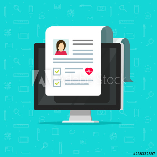 500x500 Medical Document On Computer Screen Vector Icon, Pc Online Healthy