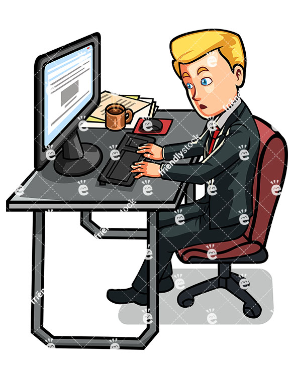585x755 Man Sitting At A Desk And Working On A Computer