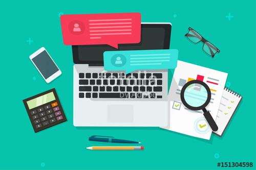 500x333 Online Chat On Laptop Computer Vector Illustration Flat Style