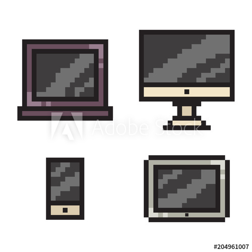 Pixel Art Phone, Laptop, Tablet And Computer Vector Bit Game 500x500 Pixel Art Phone, Laptop, Tablet And Computer Vector Bit Game