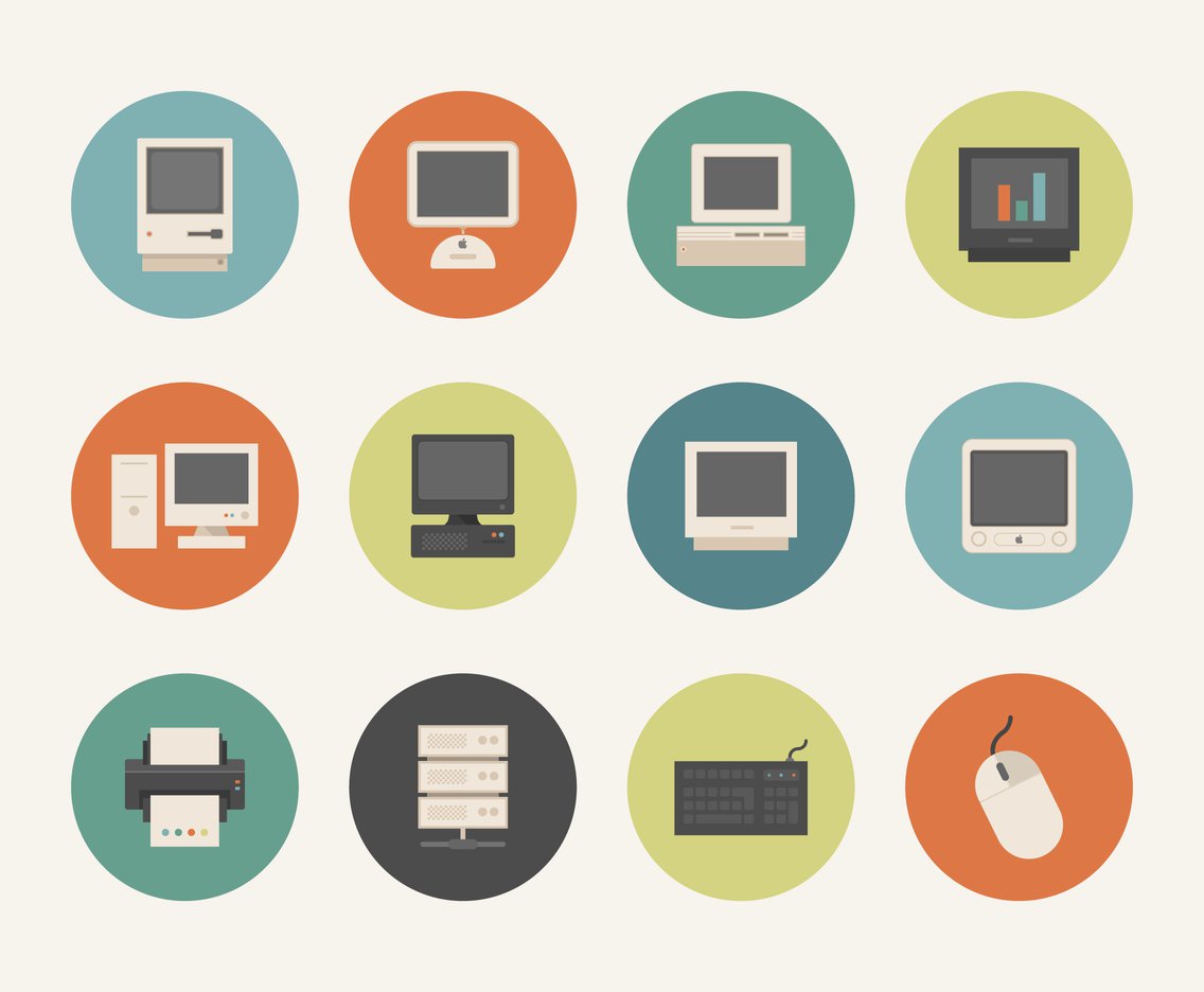 Retro Computer Icons Vector Vector Art Graphics 1136x936 Retro Computer Icons Vector Vector Art Graphics