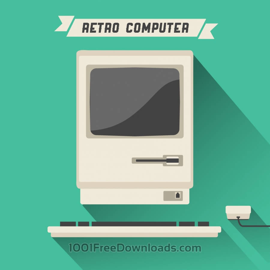 900x900 Free Vectors Retro Computer With Long Shadow Backgrounds