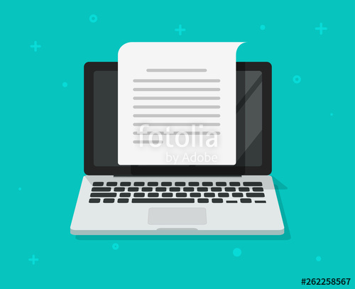 500x407 Text Document Writing On Computer Vector Illustration, Flat