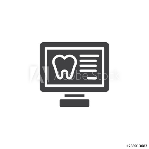 500x500 Dental Computer Vector Icon Filled Flat Sign For Mobile Concept