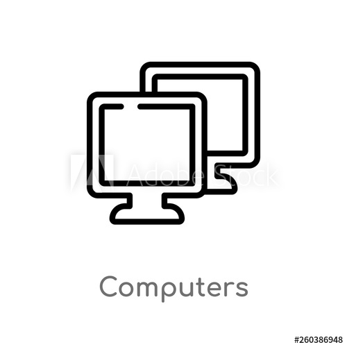 500x500 Outline Computers Vector Icon Isolated Black Simple Line Element