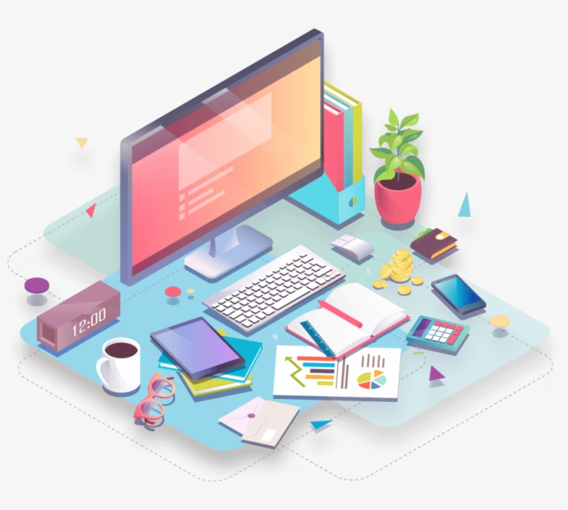 820x736 Stationery Vector With Computer