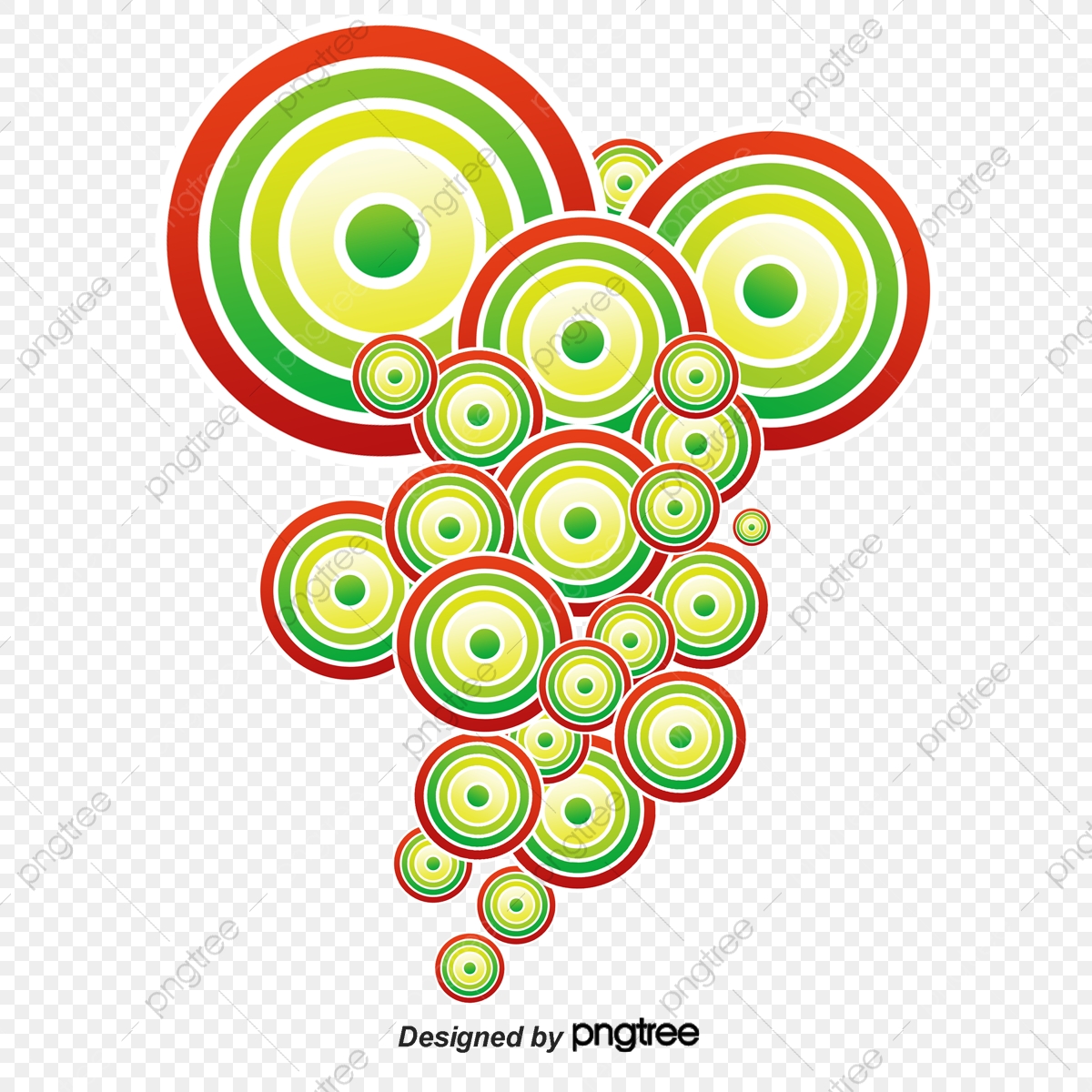 1200x1200 Colored Hearts With Concentric Circles Floating Material, Heart