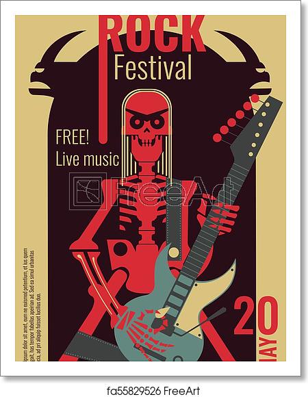 450x580 Free Art Print Of Rock Music Festival Poster Vector Illustration