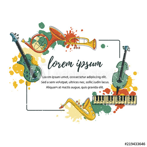 500x500 Template For Music Festival, Jazz Party, Invitation, Greeting Card