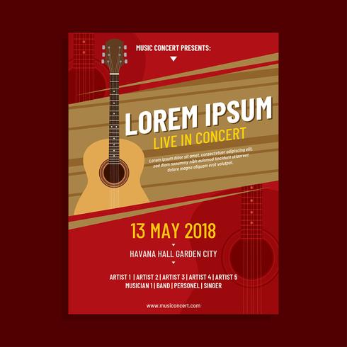 490x490 Acoustic Concert Poster Template Vector