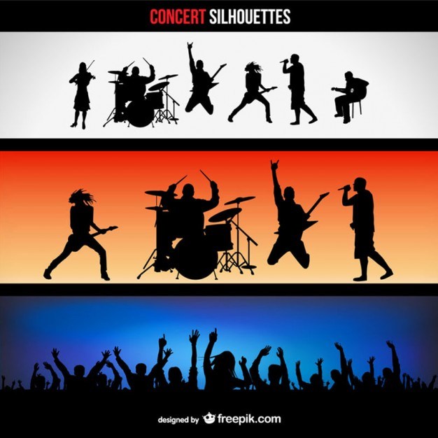 626x626 Concert Silhouettes Banners Free Vector