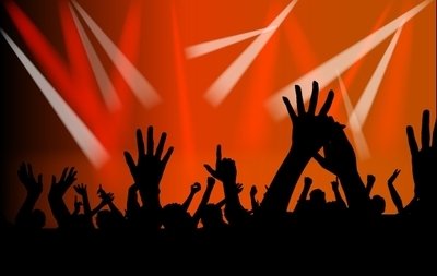 400x253 Free Concert Crowds Raising Hands Silhouettes Clipart And Vector