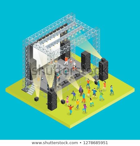 450x470 Music Festival Concept Isometric View Concert Party Elements