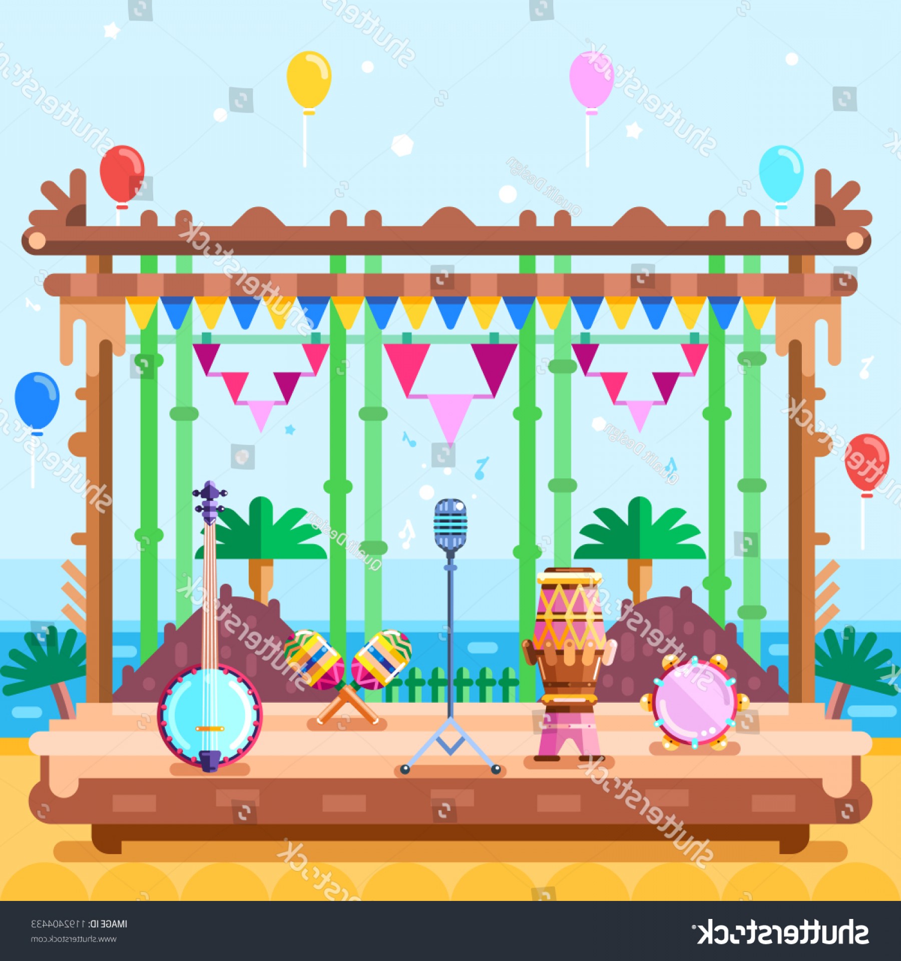 1800x1920 Outdoor Concert Stage Vector Flat Illustration Catchsplace