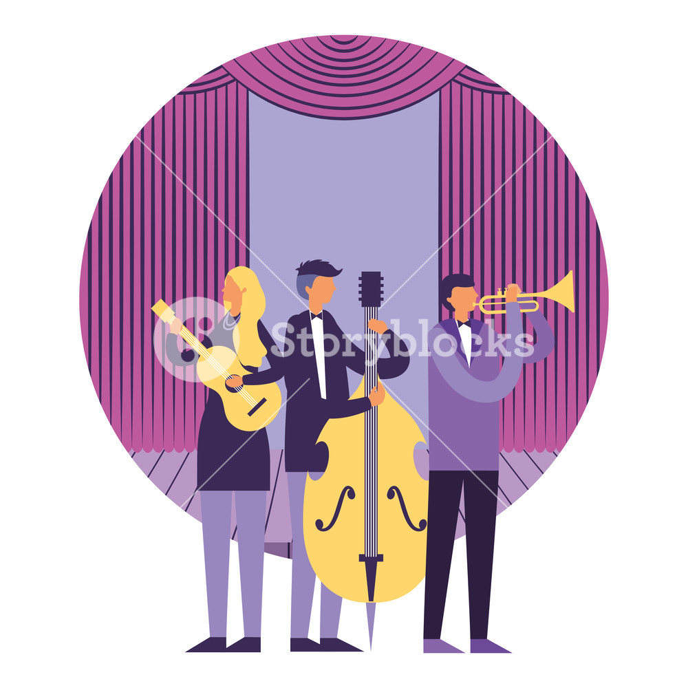 1000x1000 Musician Men And Woman Jazz Concert On Stage Vector Illustration
