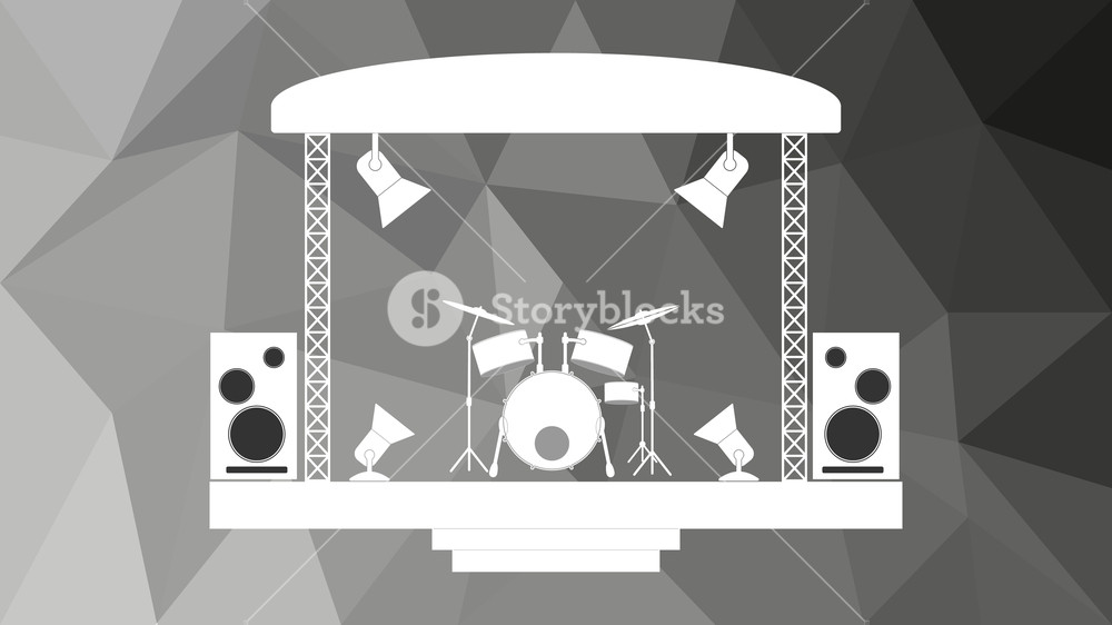 1000x562 Concert Stage And Musical Equipment Isolated On Abstract Polygonal