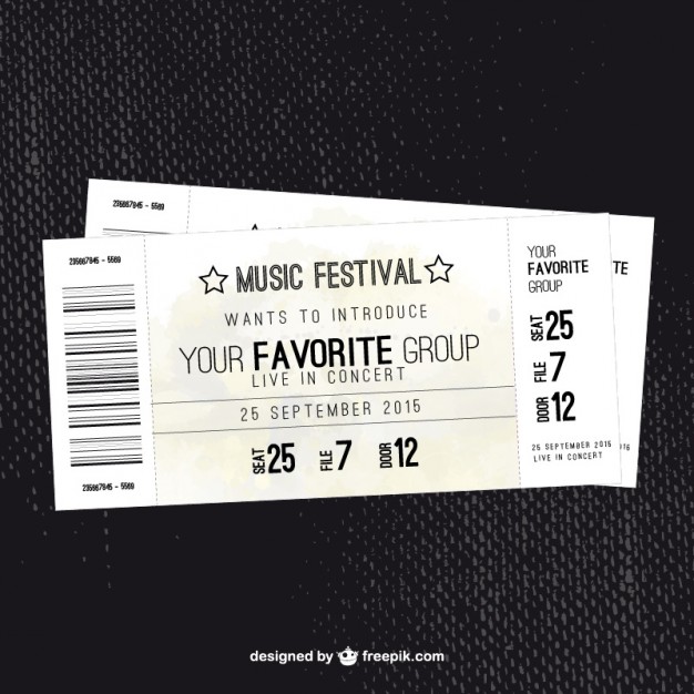 626x626 Music Festival Ticket Vector Free Download