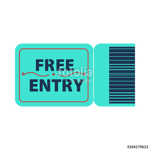 500x500 Blue Free Entry Ticket Vector Illustration Show, Concert