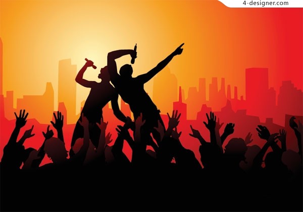 600x420 Designer Vector People Silhouette In Rock Concert