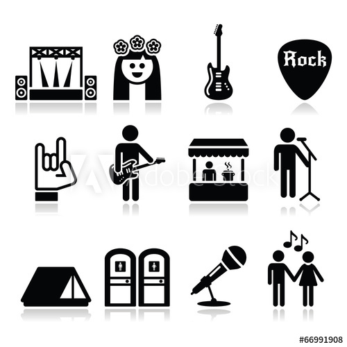 500x500 Music Festival, Live Concert Vector Icons Set