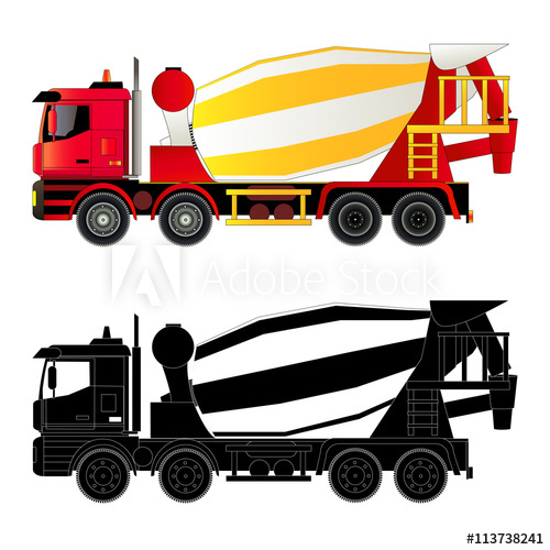 500x500 Concrete Mixer Truck, Vector Illustration