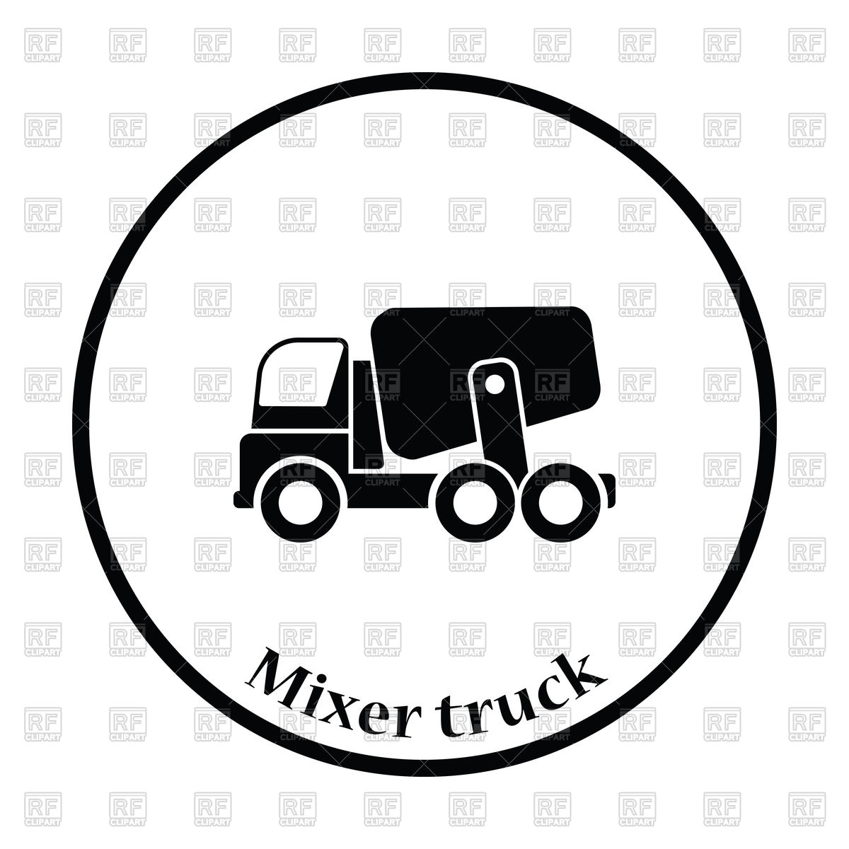 1200x1200 Thin Circle Design Icon Of Concrete Mixer Truck Vector Image