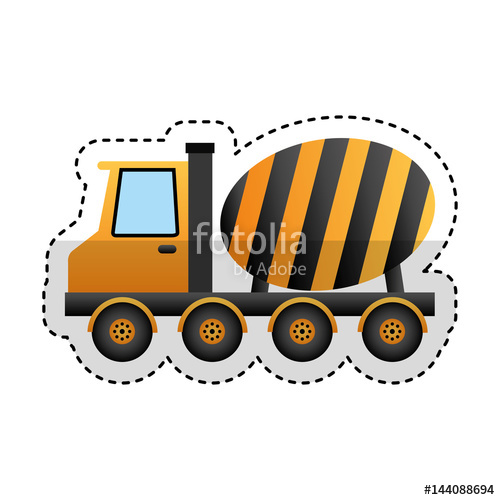500x500 Concrete Mixer Truck Vehicle Vector Illustration Design Stock