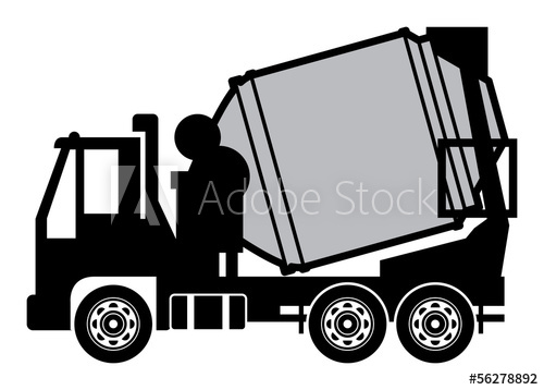 500x358 Concrete Mixer Truck, Vector Illustration