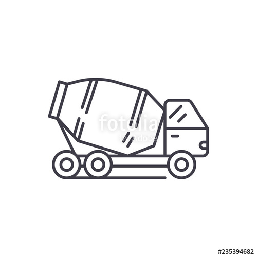 500x500 Concrete Truck Line Icon Concept Concrete Truck Vector Linear