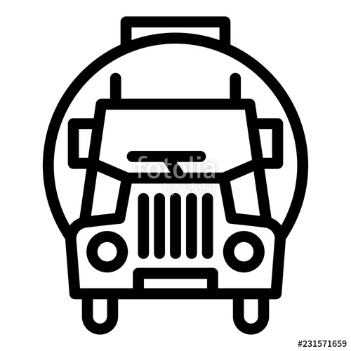 500x500 Concrete Truck Line Icon Mixer Truck Vector Illustration Isolated