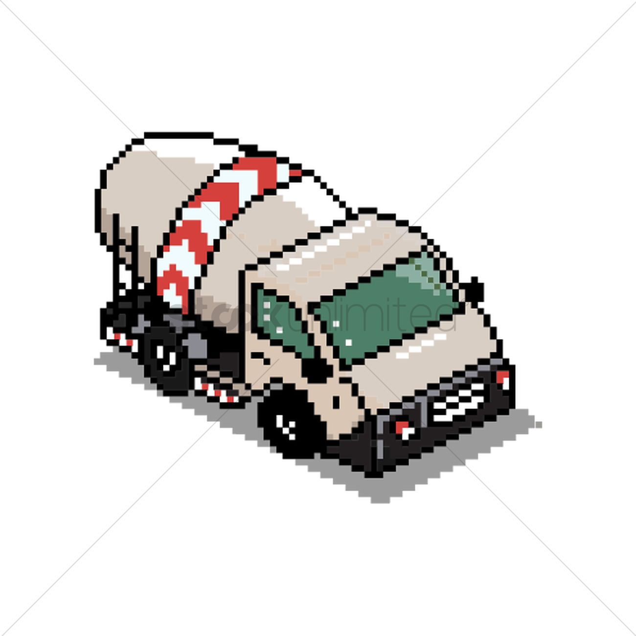 1300x1300 Pixel Art Cement Mixer Truck Vector Image