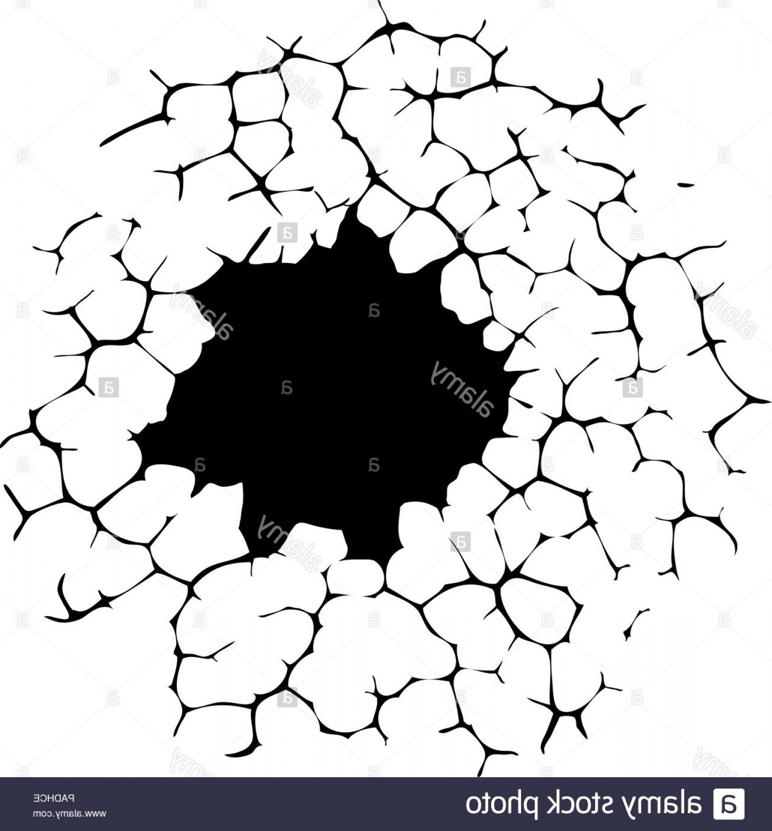 1550x1668 Vector Black And White Cracked Concrete Wall With A Black Hole