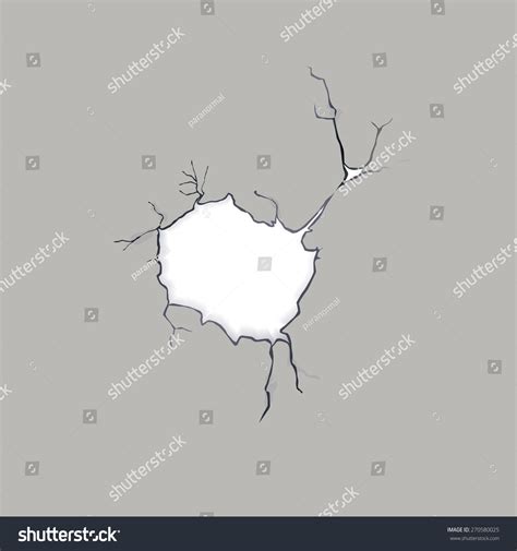 474x505 Crack In A Concrete Wall, Vector Illustration Cracked