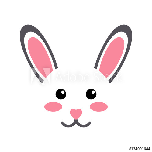 500x500 Icono Plano Cabeza De Conejo Kawaii En Fondo Blanco
