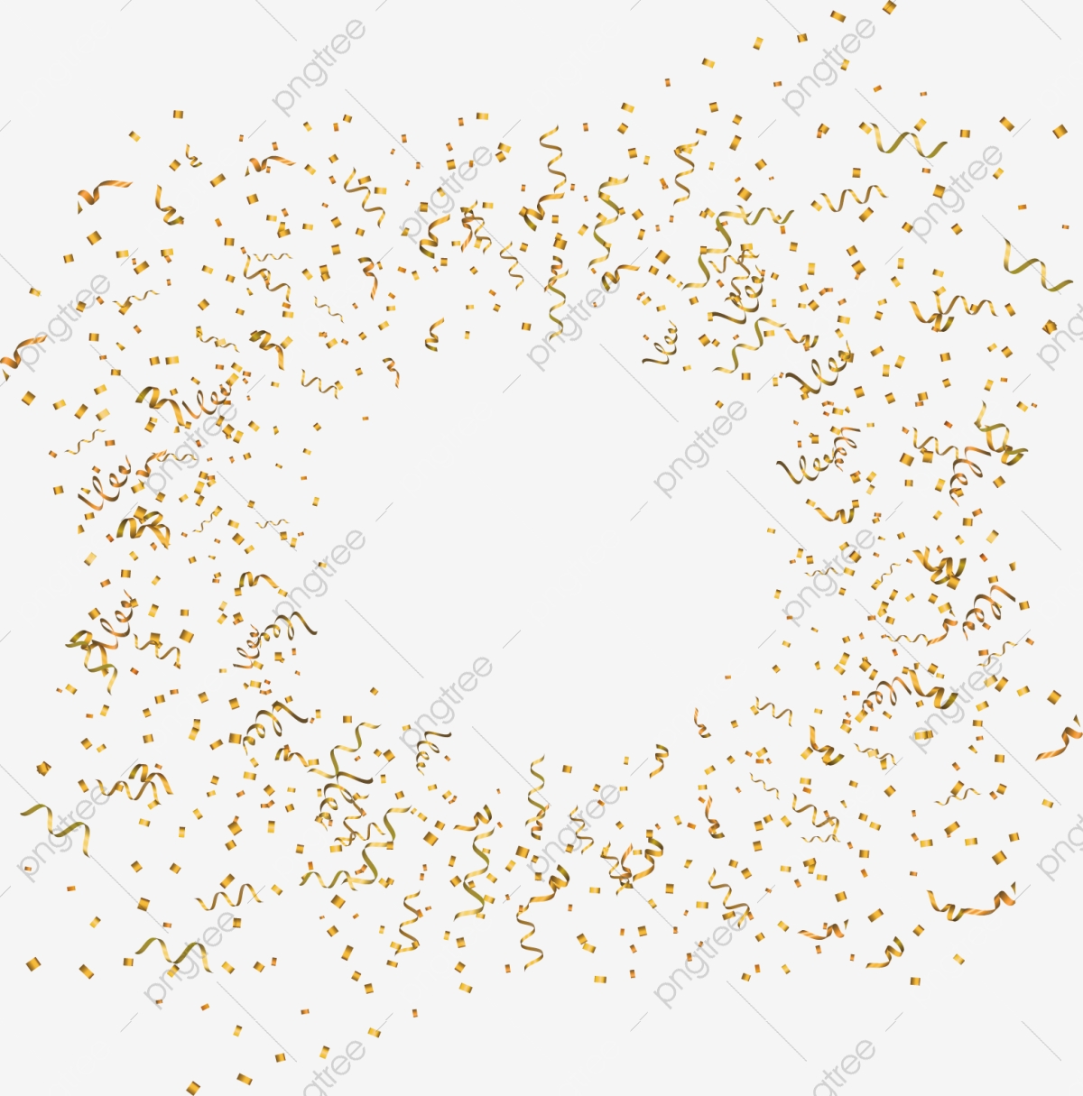 1200x1215 Vector Painted Floating Golden And Confetti, Vector, Hand Painted