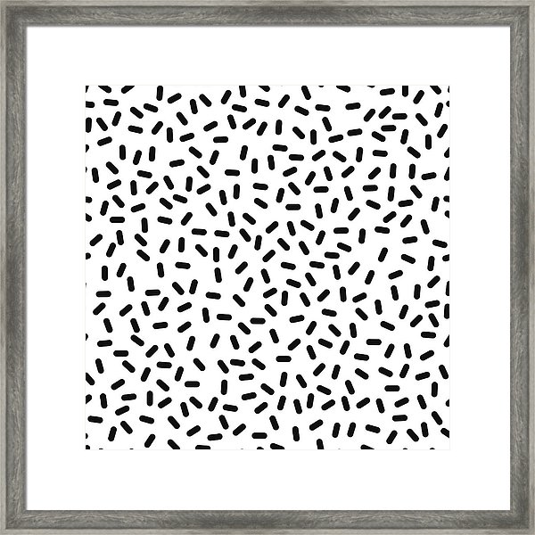 600x600 Black And White Strokes Confetti Simple Seamless Pattern, Vector