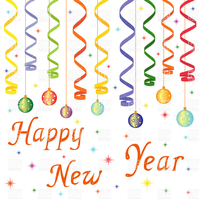 800x800 Happy New Year Decoration Christmas Balls On Confetti Vector