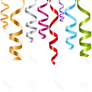 300x300 Party Background With Lilac Streamers And Confetti Vector Clipart