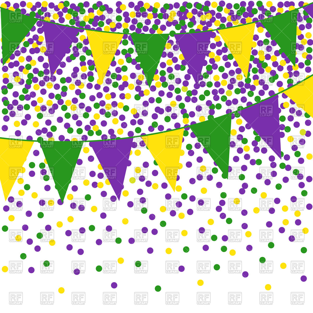 1200x1200 Mardi Gras Bunting Background With Confetti Vector Image