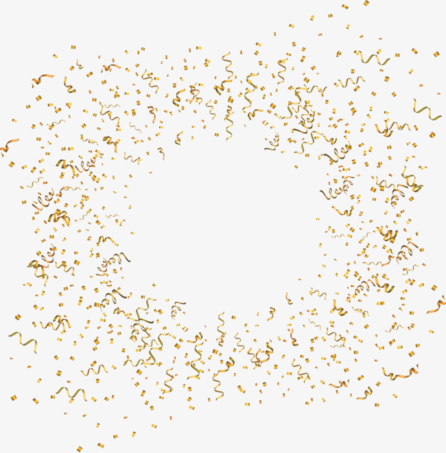 650x660 Vector Painted Floating Golden Ribbons And Confetti, Vector, Hand