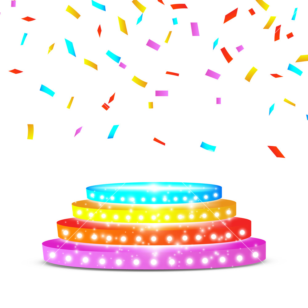 1000x1000 Vector Podium With Confetti Vector Illustration Light Royalty
