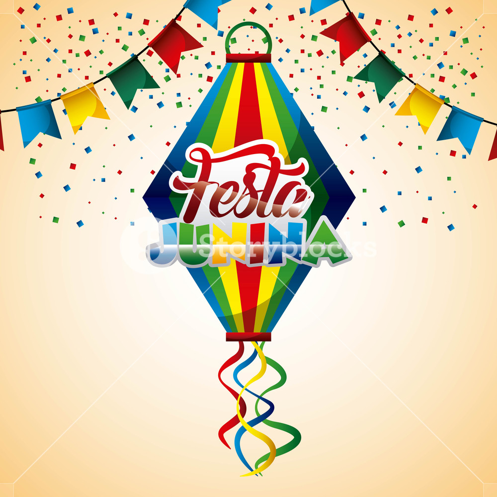 1000x1000 Festa Junina Colored Kite Pennants Decoration Confetti Vector