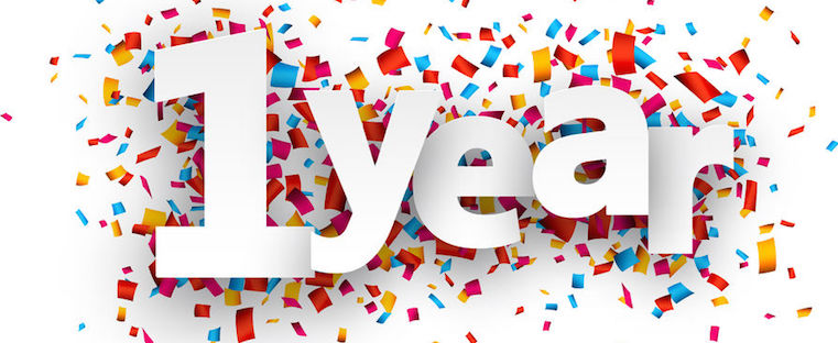 761x312 One Year Paper Sign Over Confetti Vector Holiday