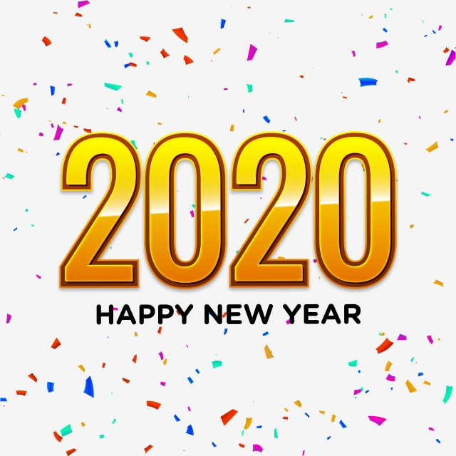 640x640 Happy New Year Text Decoration And Confetti Vector