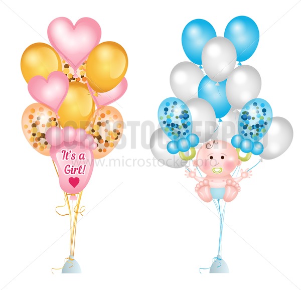 600x578 Set Of Cute Balloons For Baby Shower Baby Footprints, Baby Boy